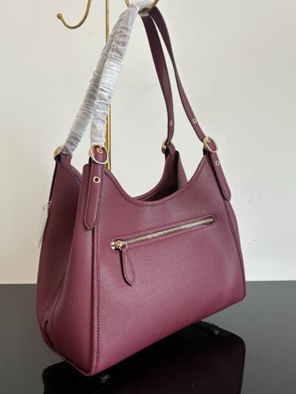 Coach Pebbled Leather Shoulder Bag in Berry Wine - Picture 3 of 8